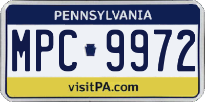 PA license plate MPC9972
