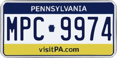 PA license plate MPC9974