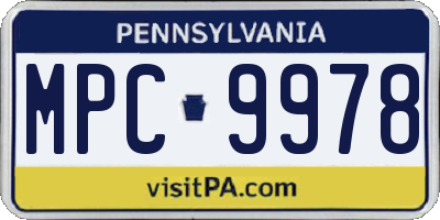 PA license plate MPC9978