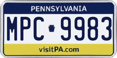 PA license plate MPC9983