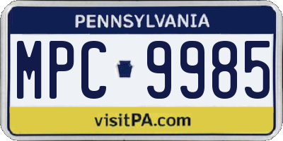 PA license plate MPC9985