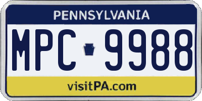 PA license plate MPC9988