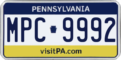 PA license plate MPC9992
