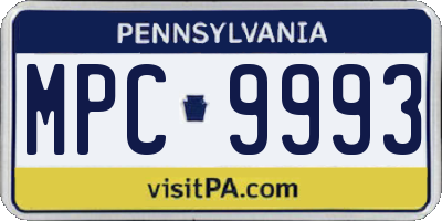PA license plate MPC9993