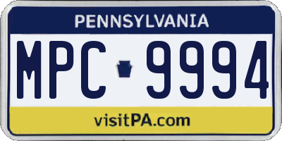PA license plate MPC9994