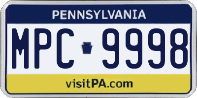 PA license plate MPC9998