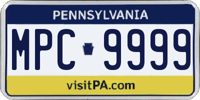 PA license plate MPC9999
