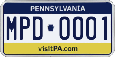 PA license plate MPD0001