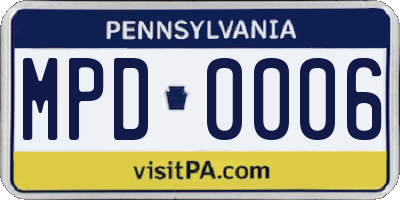PA license plate MPD0006