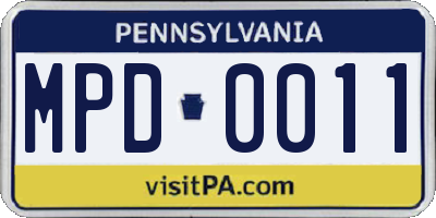 PA license plate MPD0011