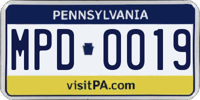 PA license plate MPD0019