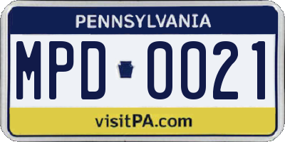 PA license plate MPD0021