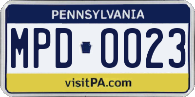 PA license plate MPD0023