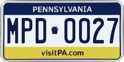 PA license plate MPD0027
