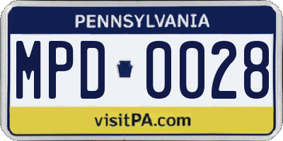 PA license plate MPD0028