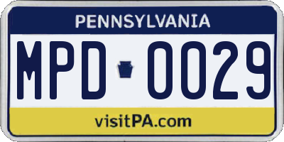 PA license plate MPD0029