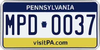 PA license plate MPD0037