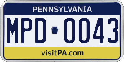 PA license plate MPD0043