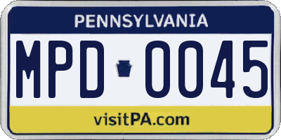 PA license plate MPD0045