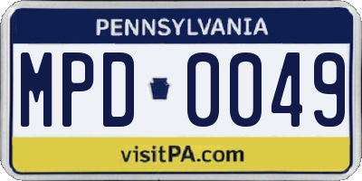 PA license plate MPD0049