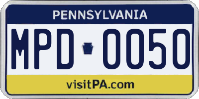 PA license plate MPD0050