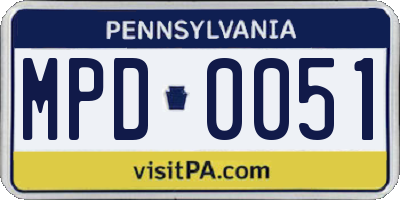 PA license plate MPD0051