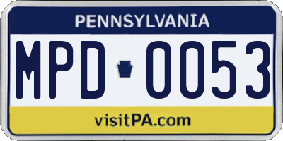 PA license plate MPD0053