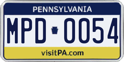 PA license plate MPD0054