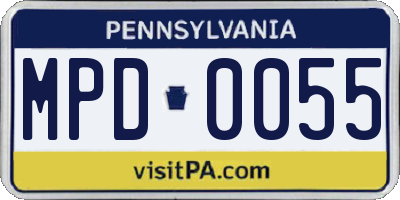 PA license plate MPD0055