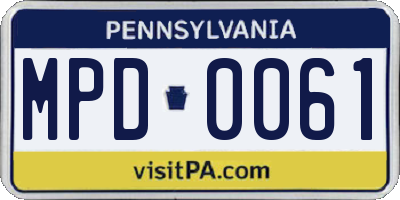 PA license plate MPD0061