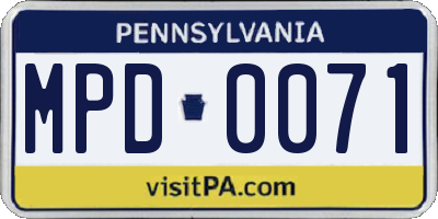 PA license plate MPD0071