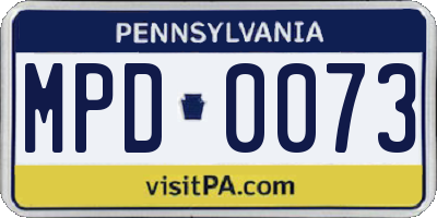 PA license plate MPD0073