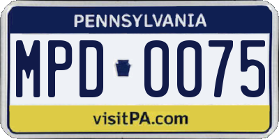 PA license plate MPD0075