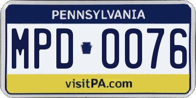 PA license plate MPD0076