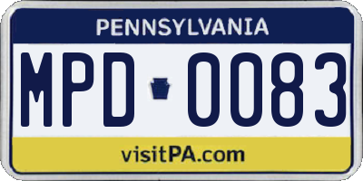PA license plate MPD0083