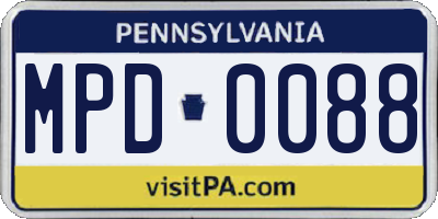 PA license plate MPD0088
