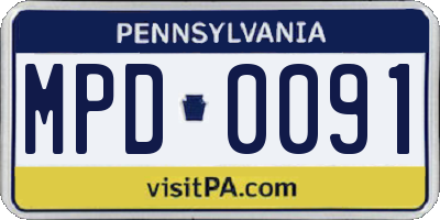 PA license plate MPD0091