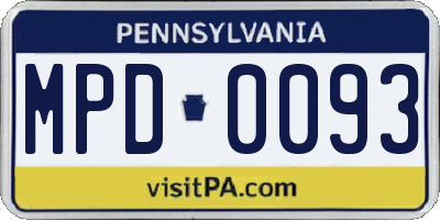 PA license plate MPD0093