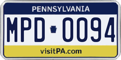 PA license plate MPD0094