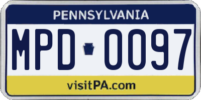 PA license plate MPD0097
