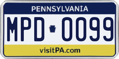 PA license plate MPD0099