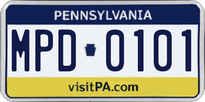 PA license plate MPD0101