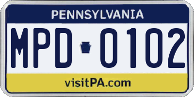 PA license plate MPD0102