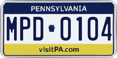 PA license plate MPD0104