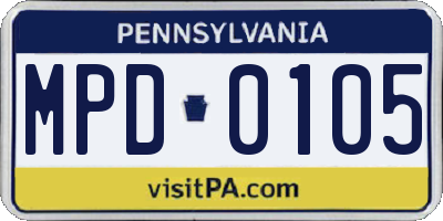 PA license plate MPD0105