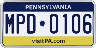PA license plate MPD0106