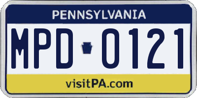 PA license plate MPD0121