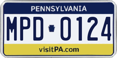 PA license plate MPD0124