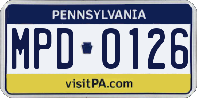 PA license plate MPD0126