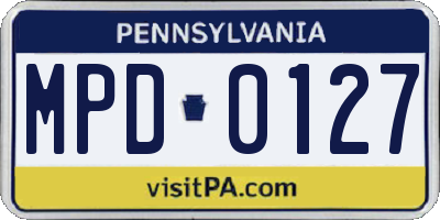 PA license plate MPD0127
